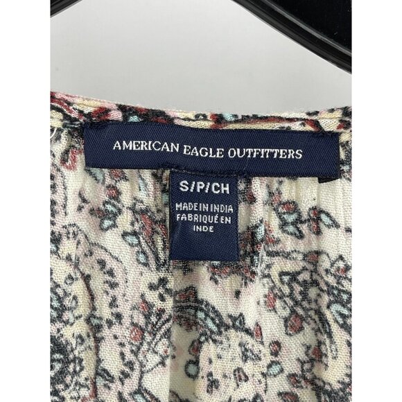 American Eagle Outfitters Women's Paisley Boho Tassel Top Shirt Size Small - Picture 7 of 15
